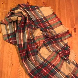 Blanket Scarf, Plaid, Camel, Red, Green,Navy